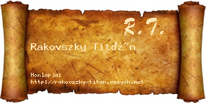 Rakovszky Titán névjegykártya